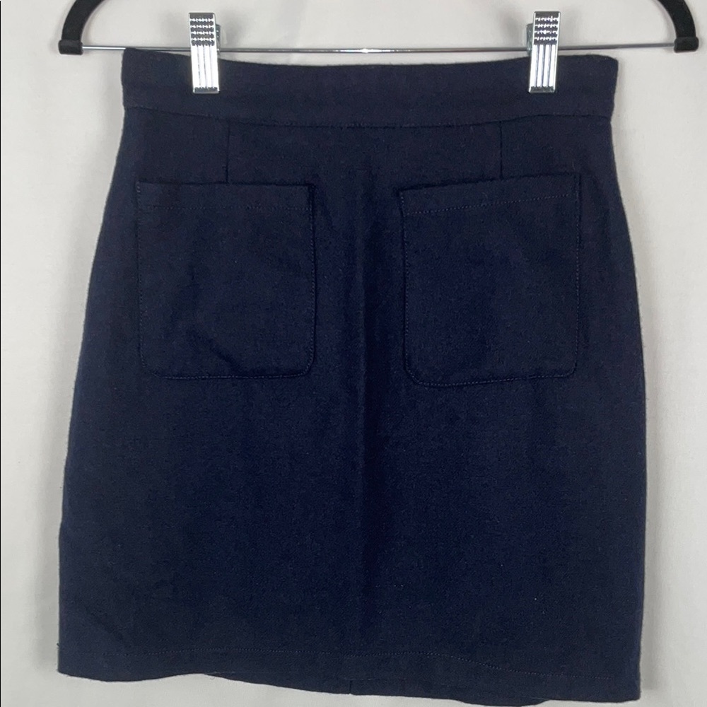 Modcloth Classic Navy Blue Wool Blend Pencil Mini Skirt w/Front Pockets - Size 2